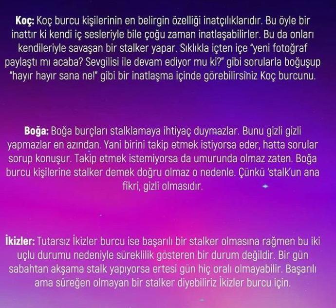 Burçlar Nasıl Bir Stalker?