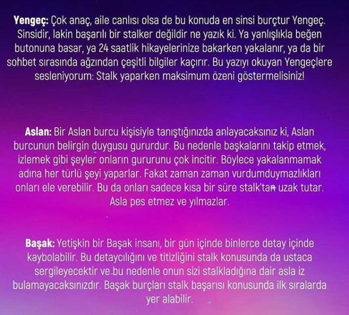 Burçlar Nasıl Bir Stalker?