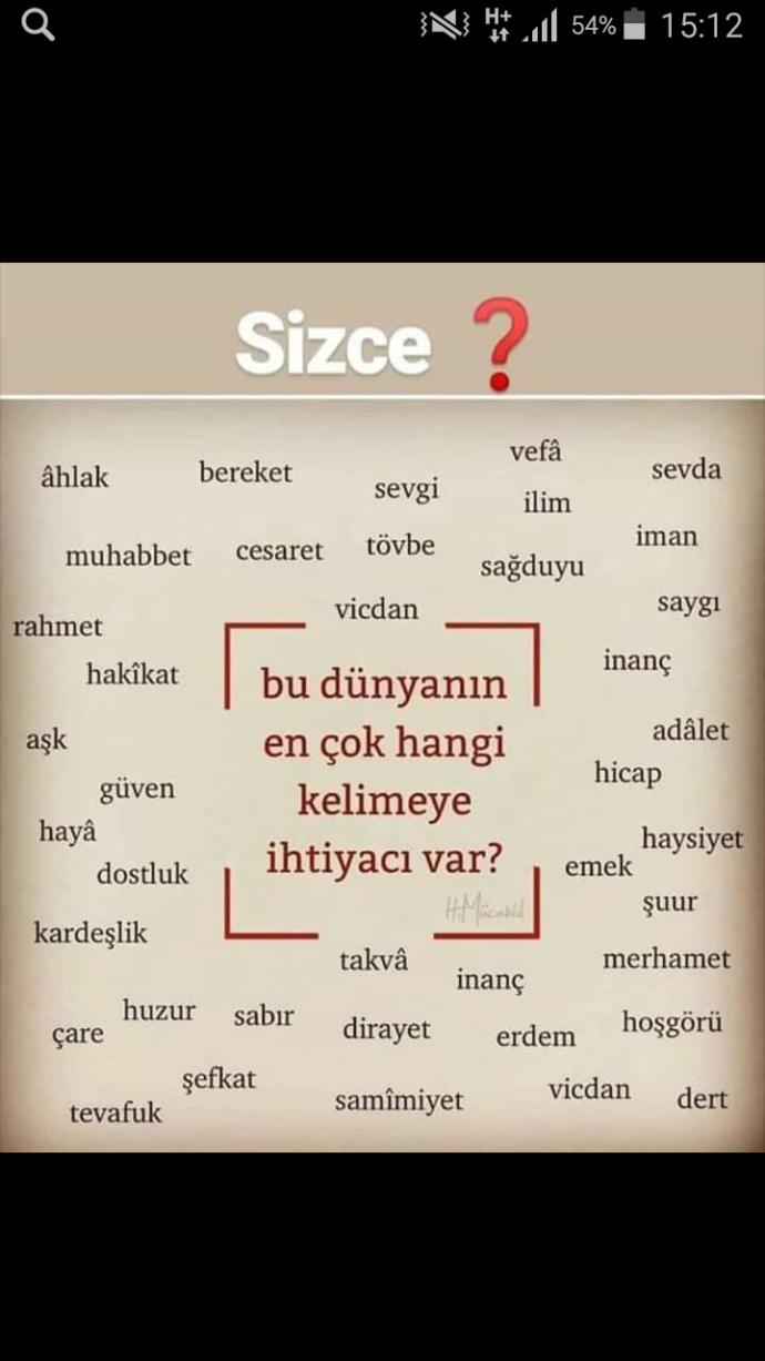 Sizce bu Dünyanın en çok hangi kelimeye ihtiyacı var?