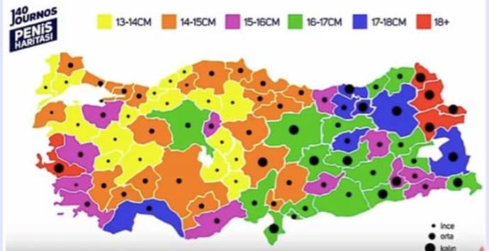 Türkiye'nin illere göre penis büyüklüğünün haritası açıklandı. Sizce bu söylenenler doğru mu?