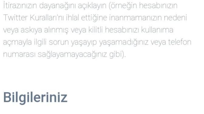 Twitter askıya alınmış hesaba itiraz edemiyorum?