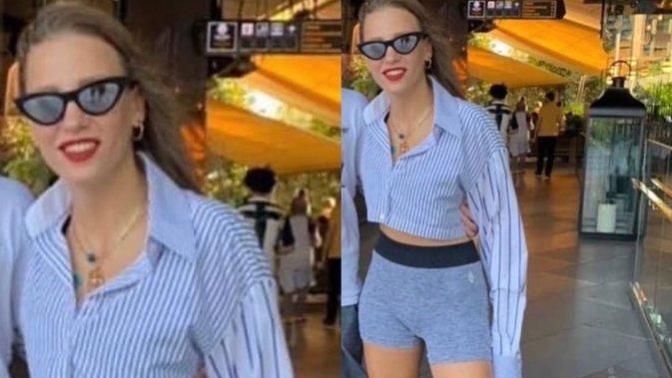 Kısa tayt modasına Serenay Sarıkaya da uydu! Siz de giyer misiniz?