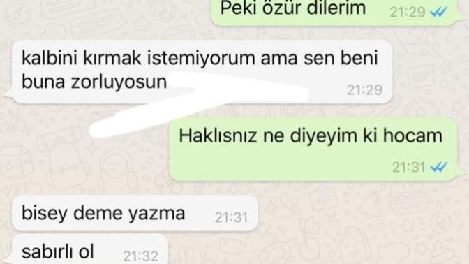 Üniversite hocama mesaj attım, siz bu konuşmalardan ne çıkardınız?