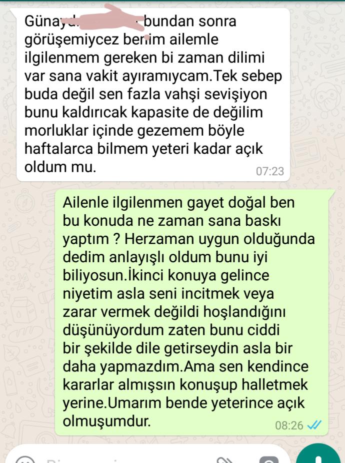 Kız arkadaşım böyle bir ayrılık mesajı atmış ne diyorsunuz?