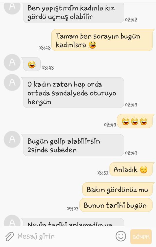 Sizin böyle yazışmalarınız oluyor mu kuryelerle😀?