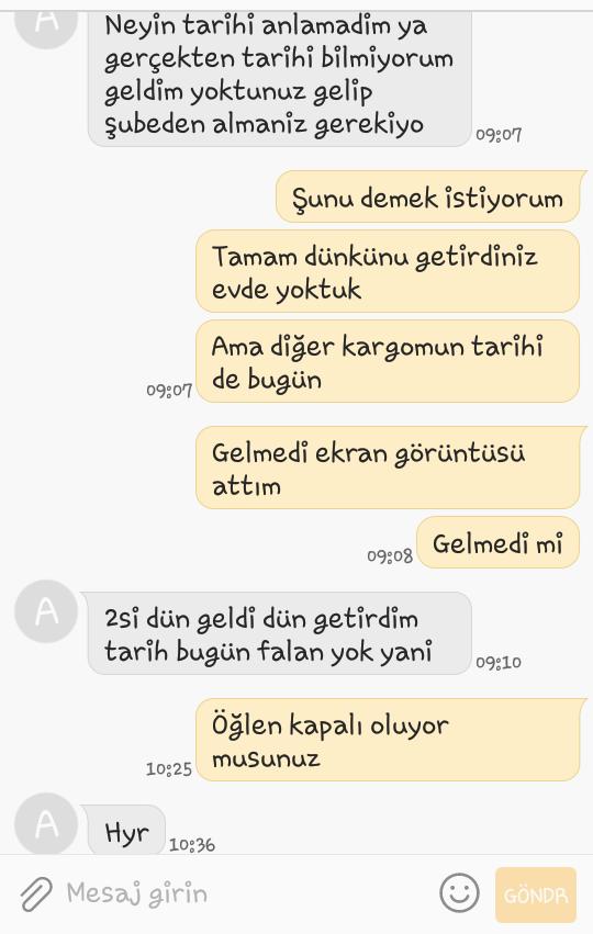 Sizin böyle yazışmalarınız oluyor mu kuryelerle😀?