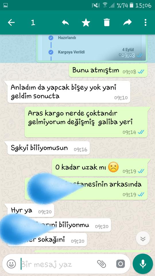 Sizin böyle yazışmalarınız oluyor mu kuryelerle😀?