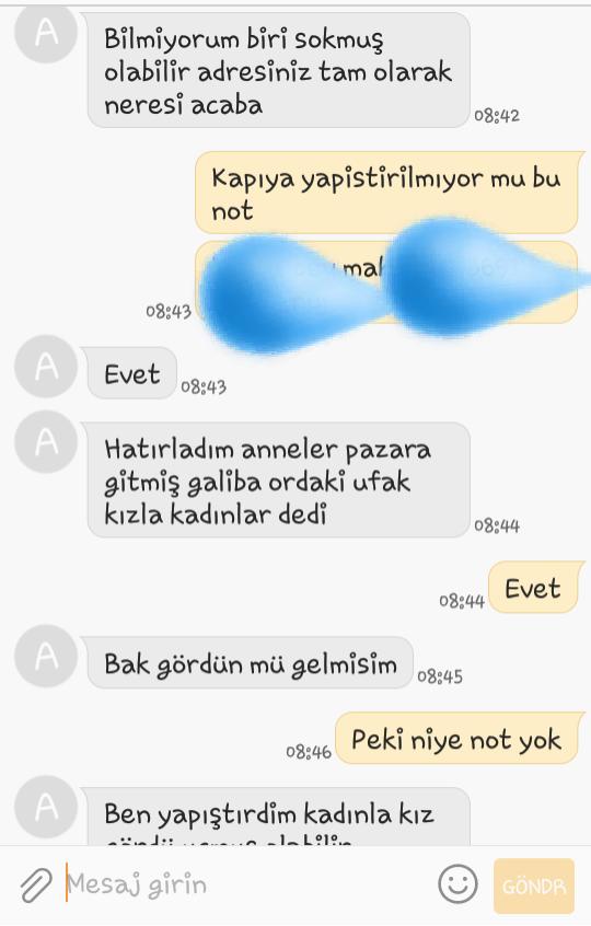 Sizin böyle yazışmalarınız oluyor mu kuryelerle😀?