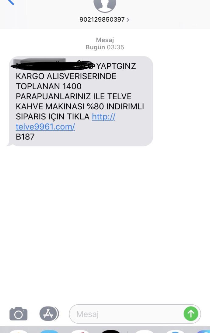 Bu tarz mesaj alan var mı?