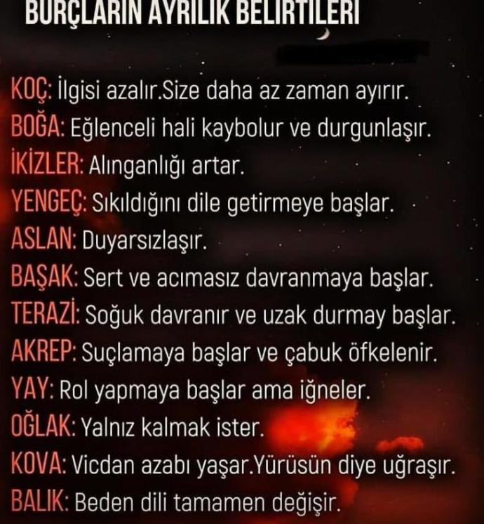 Burçların Ayrılık Belirtileri Nelermiş Öğrenmek İster Misiniz?