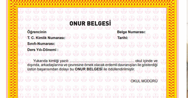 Öğrencilik hayatınızda hiç onur belgesi aldınız mı?