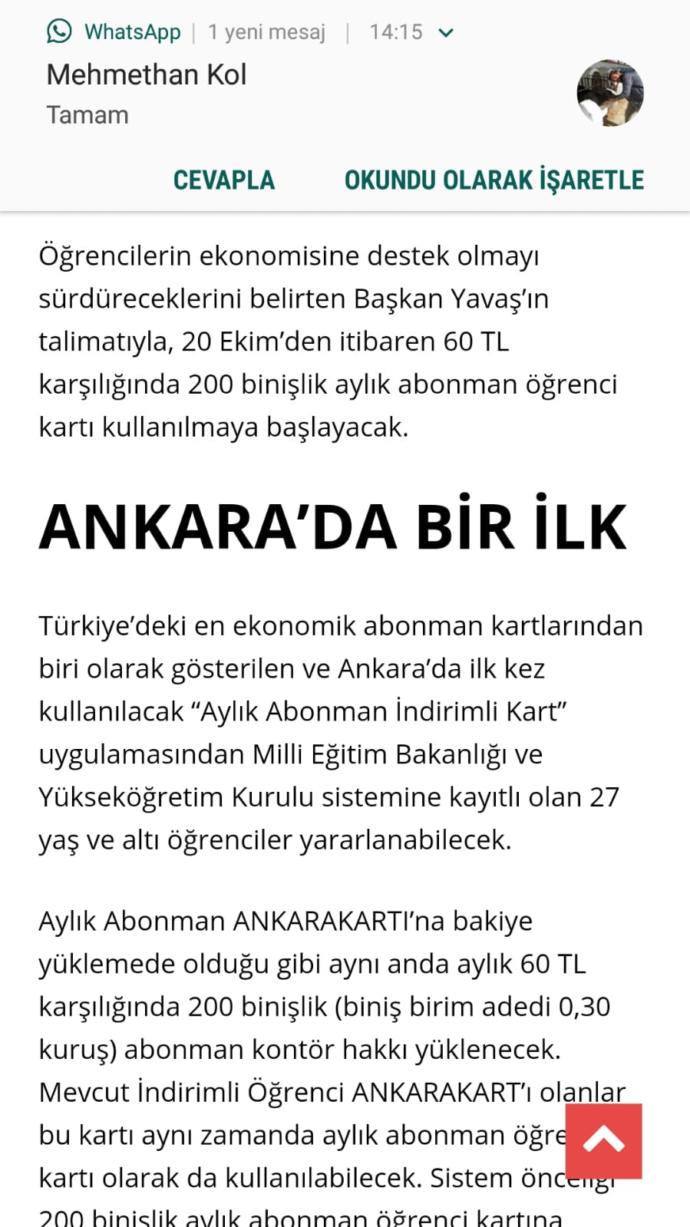 Mansur Yavaştan öğrencilere büyük kolaylık: Öğrencilere indirimli kart dönemi. Ne düşünüyorsunuz?