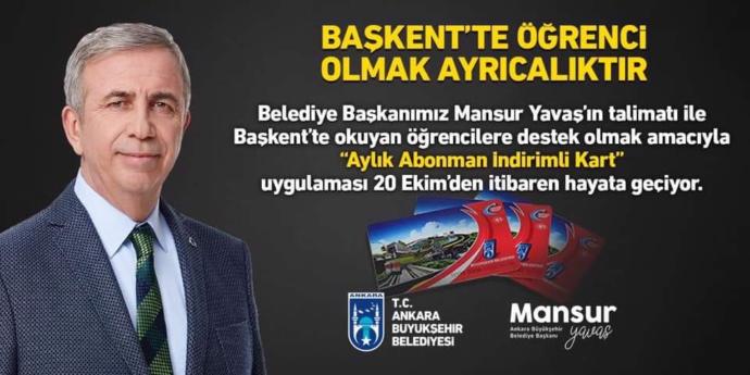 Mansur Yavaştan öğrencilere büyük kolaylık: Öğrencilere indirimli kart dönemi. Ne düşünüyorsunuz?
