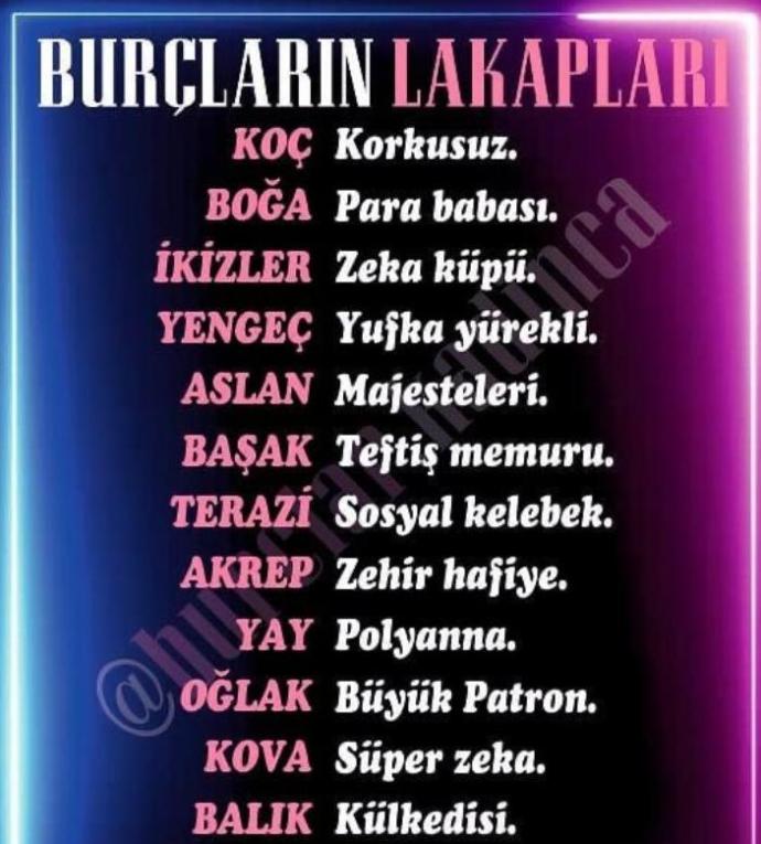 Burçların Lakapları nelermiş öğrenmek ister misiniz?
