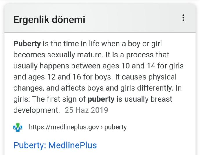 denilene göre erkekler 16, kızlar 14 yaşında gelişme yi bitiriyor, 18 de zaten 14 ve 16 dan baya daha büyük