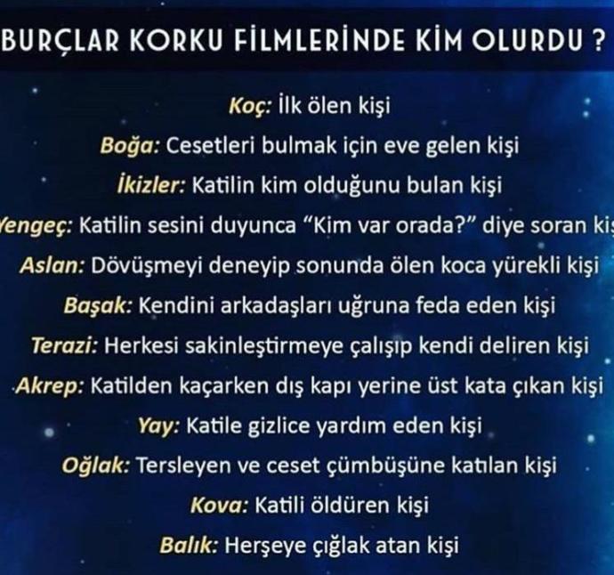 Burçlar Korku Filmlerinde Kim olurdu?