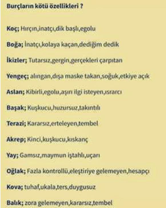 Burcunuzun kötü özellikleri sizi yansitiyor mu?