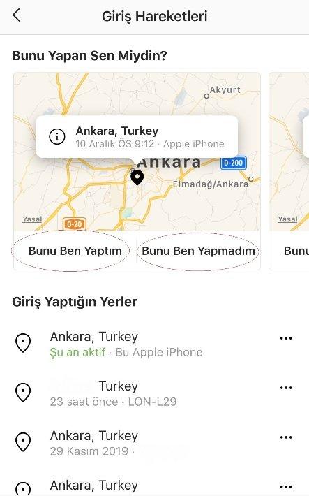 Instagram giriş hareketleri farklı konumlar ve farklı cihazlar gösteriyor acil yardım eder misiniz?