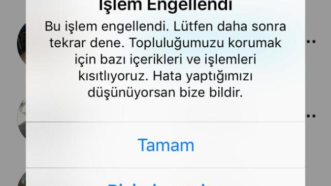 İşlem engellendi hatası ne anlama geliyor Instagram'da arkadaşlar?