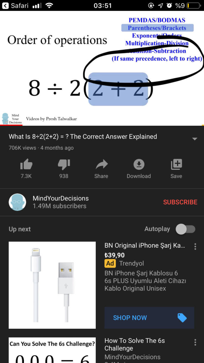 8 ÷ 2 ( 2 + 2 ) sorusunun cevabı kaçtır 😂😂?