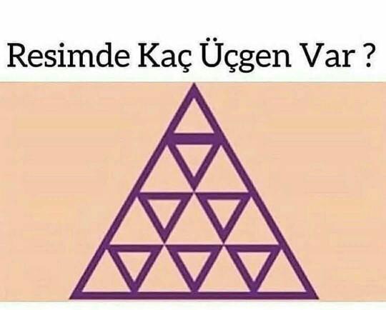 Bir tek şunun cevabını bulamıyorum. Kaç tane üçgen var?
