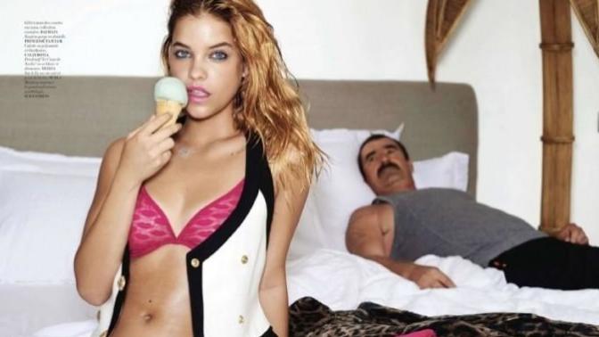 Bu bir Photoshop değil! Barbara Palvin bir amcayla yatakta poz verdi. Sizce amca Türk müdür?