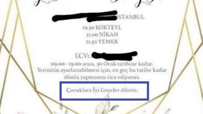 ‘Çocuklara iyi geceler dileriz’ Yazan bir davetiye hakkında ne düşünürsünüz?