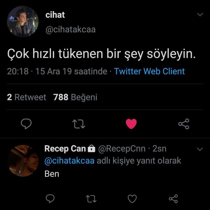 Çok hızlı tükenen bir şey söyleyebilir misiniz?