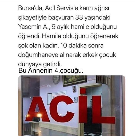 Bursa’da karın ağrısıyla hastaneye giden kadın,9 aylık hamile olduğunu öğrendi , o kadar zaman hamile olduğunu nasıl anlamadı?