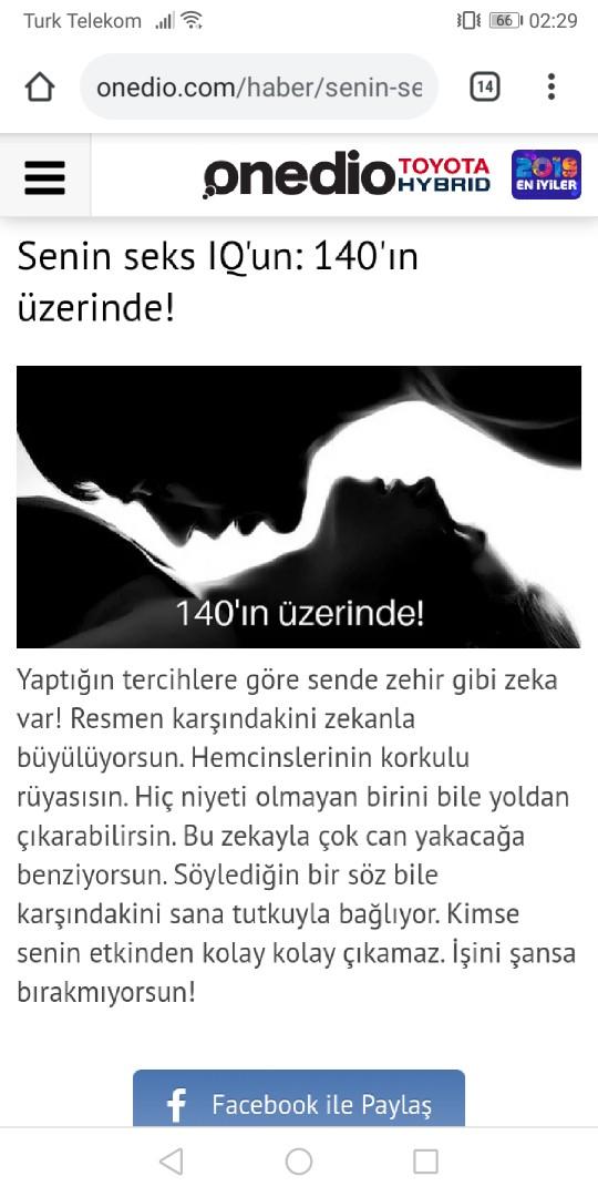 Seks iq'nuzun kaç olduğunu hiç merak ettiniz mi?