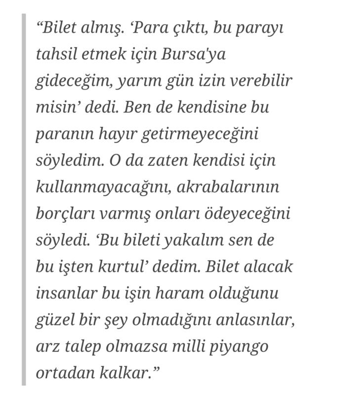 Esat Şahan, 20 bin lira isabet eden piyango biletini patronunun tavsiyesi üzerine haram diyerek yaktı. Sizce doğru mu yaptı?