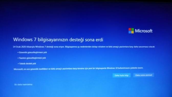 Windows 7 desteği sona ermiş. Ne yapmam gerekiyor?