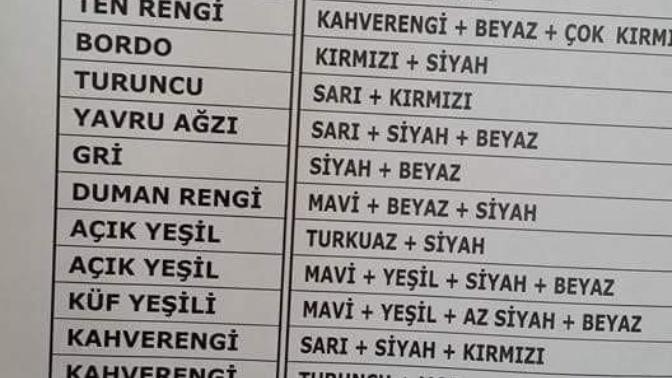 En sevdiğiniz renk nedir?