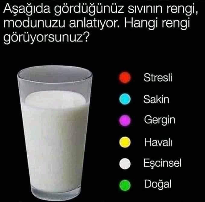 Aşağıda gördüğün sıvının rengi modunu belirliyor Hangi rengi görüyorsun?