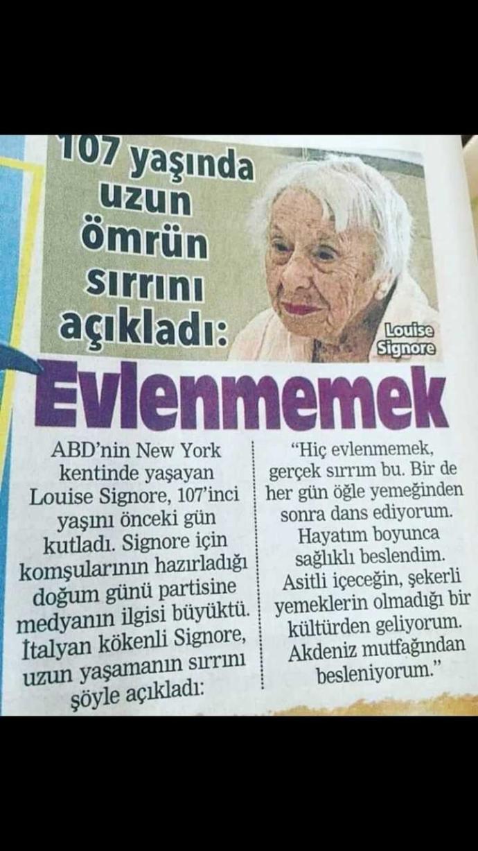 Kadınlar için uzun yaşamın sırrı bu haber de mi sizce?
