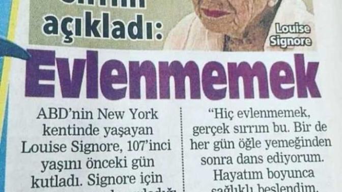 Kadınlar için uzun yaşamın sırrı bu haber de mi sizce?