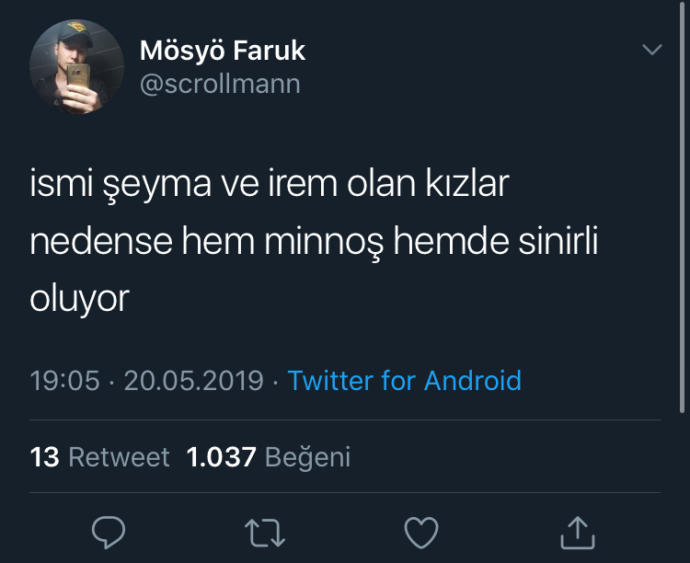 İsmimi ŞEYMA olarak değiştireceğim anlamı kötü değiştirmek zorundayım nasıl sizce ayrıca böyle komik tweeetler buldum?
