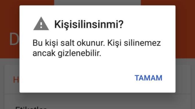 Neden silemiyorum rehberden ya salt kişi ne?