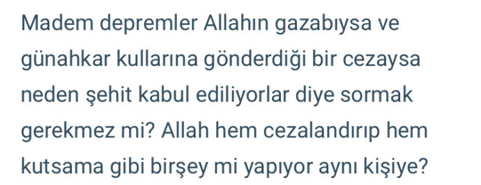 Diyanet, depremde ölen insanların şehit olduğunu söyledi, ne düşünüyorsunuz?