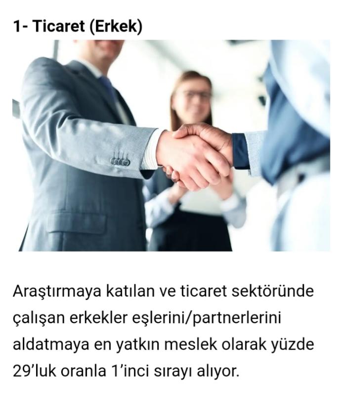 En çok aldatan meslek grupları erkek/kadın?