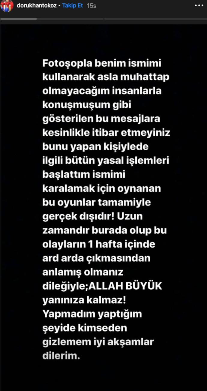 Enise Sudeye DMden yürüdü Dorukhan Toközün mesajları ifşa oldu. Siz hiç ifşa olunacak bir mesaj ya da sohbet yaşadınız mı?