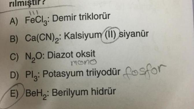 Berilyum dihidrür olması gerekmiyor mu nasıl doğru açıklar mısınız?