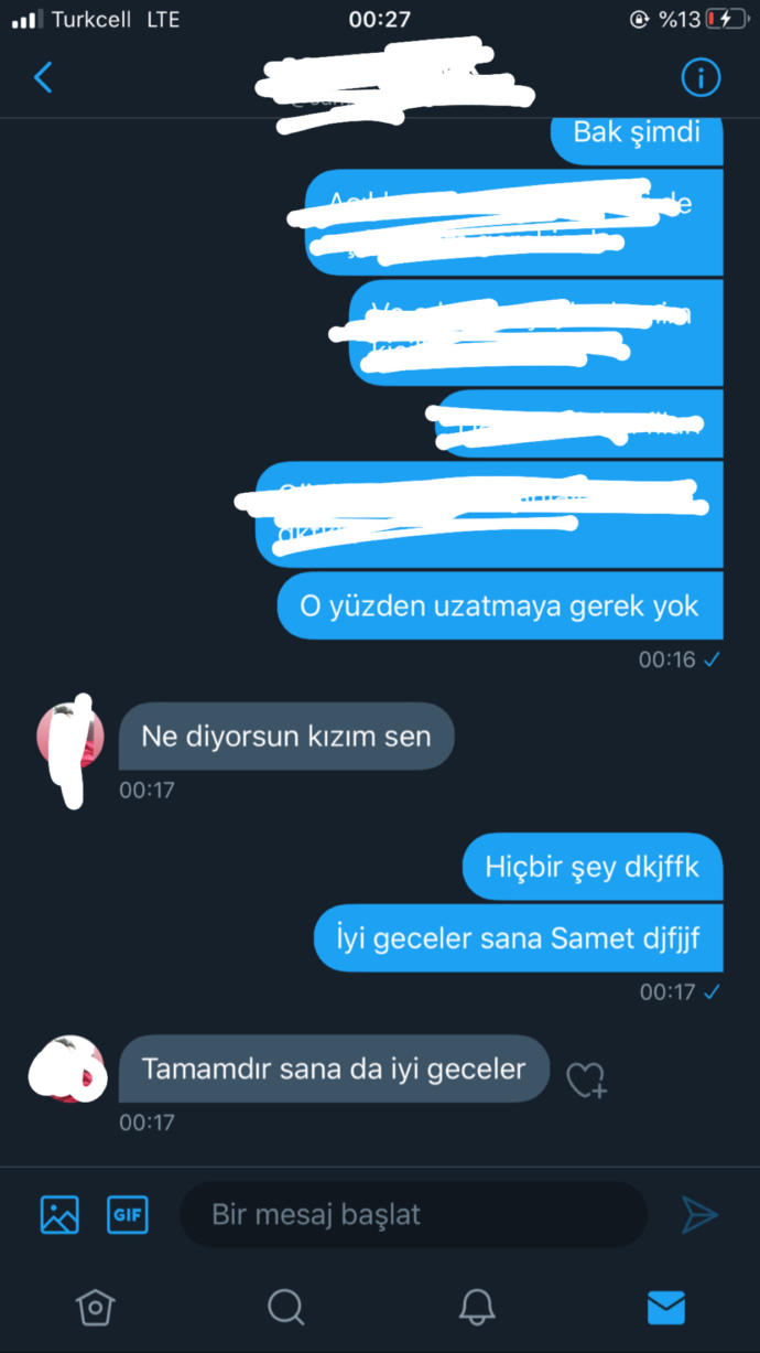 Bu da birkaç gündür konuştuğum ama iş ciddileşince konuşmayı kestiğim kişi : //
