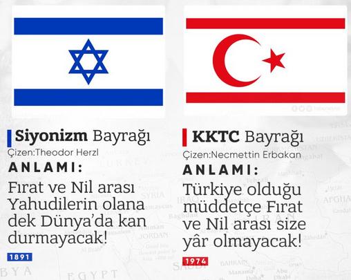 İsrail ve kktc bayrağı hafiften birbirine benzemiyor mu?