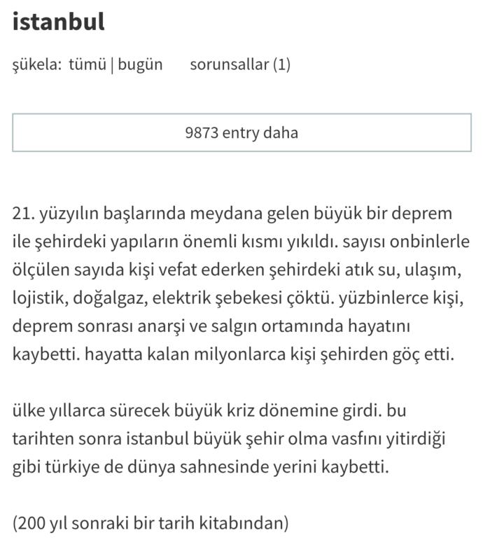 Kehanete gelin! Sizce ekşi sözlükte yer alan İstanbulla ilgili bu korkutucu kehanet gerçekleşir mi?