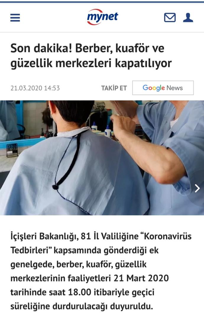 Berber kuaför güzellik merkezleri bugün kapanıyor. Tühhh kendi kendimize nasıl saç tıraşı olacağız şimdi?