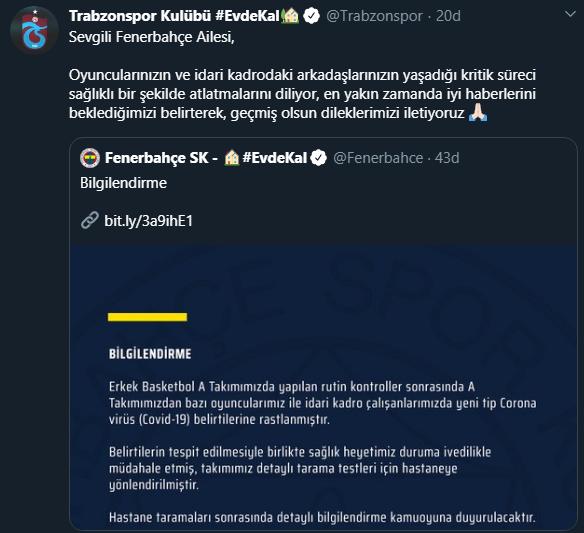 Fenerbahçe Beko Basketbol takımında 3 oyuncu ve idari menajerin korona virüs testi pozitif çıktı konu hakkında düşünceleriniz neler?