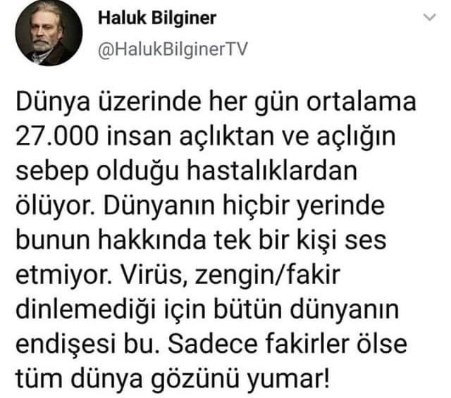 Aşağıda bir söz paylaştım.. Haluk bilginer ‘ e katılıyor musunuz?