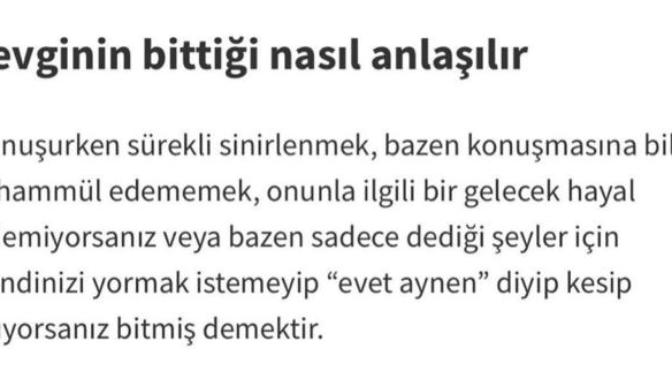 Sevginin bittigini nasil anlarsınız?