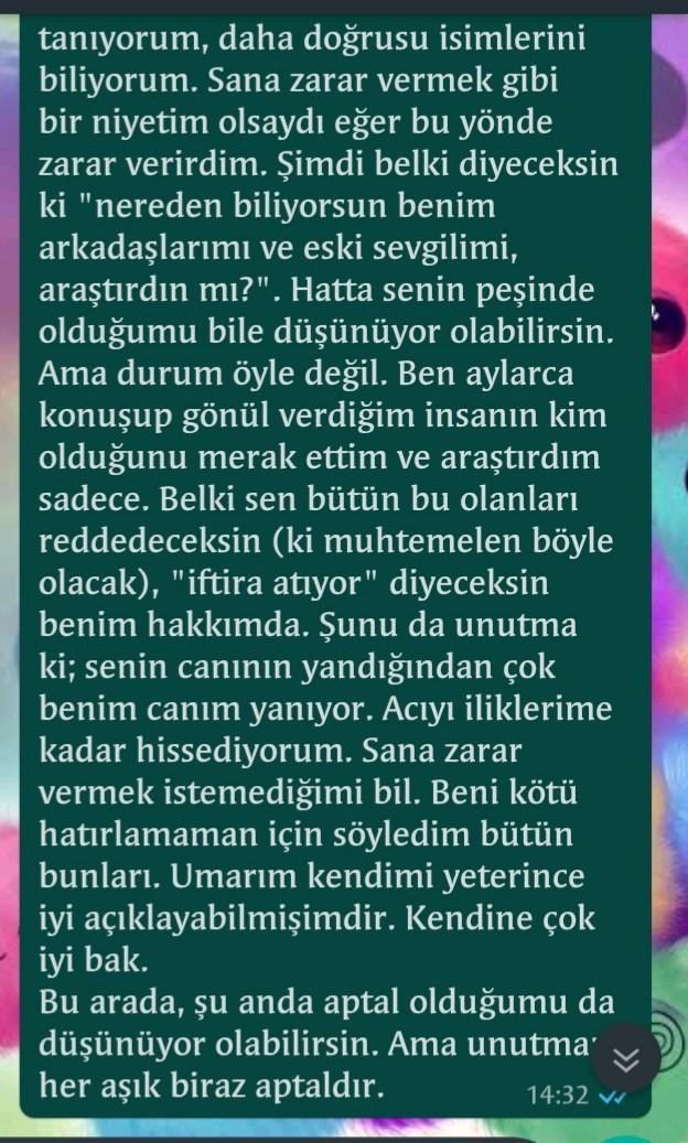 Sevdiğime bu mesajı göndersem ne tepki verir? Biraz uzun ama okur musunuz?